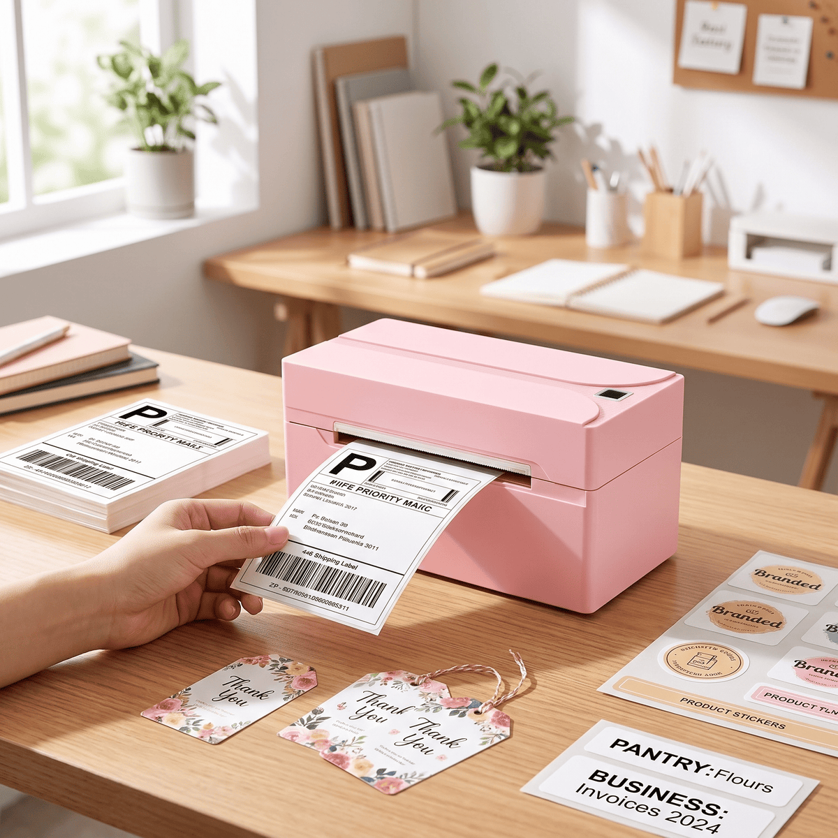 Revolutionize Your Shipping with the Portable Pink N40 Bluetooth Thermal Label Printer - Perfect for Small Businesses and Home Use!