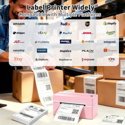 Revolutionize Your Shipping with the Portable Pink N40 Bluetooth Thermal Label Printer - Perfect for Small Businesses and Home Use!