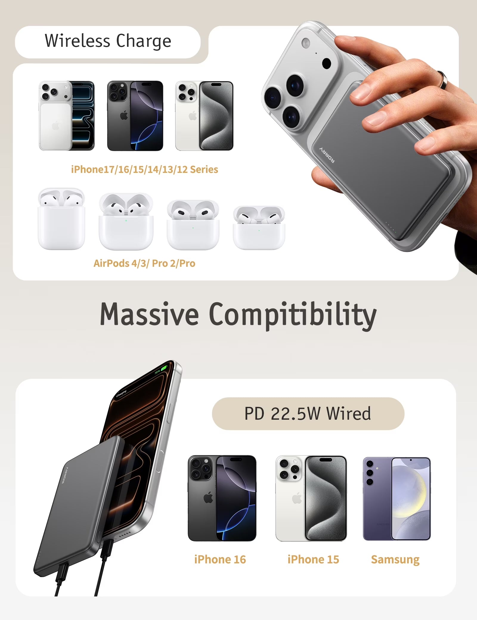 Ultra Slim 10000mAh Magnetic Wireless Power Bank - Fast Charging for On-the-Go Convenience