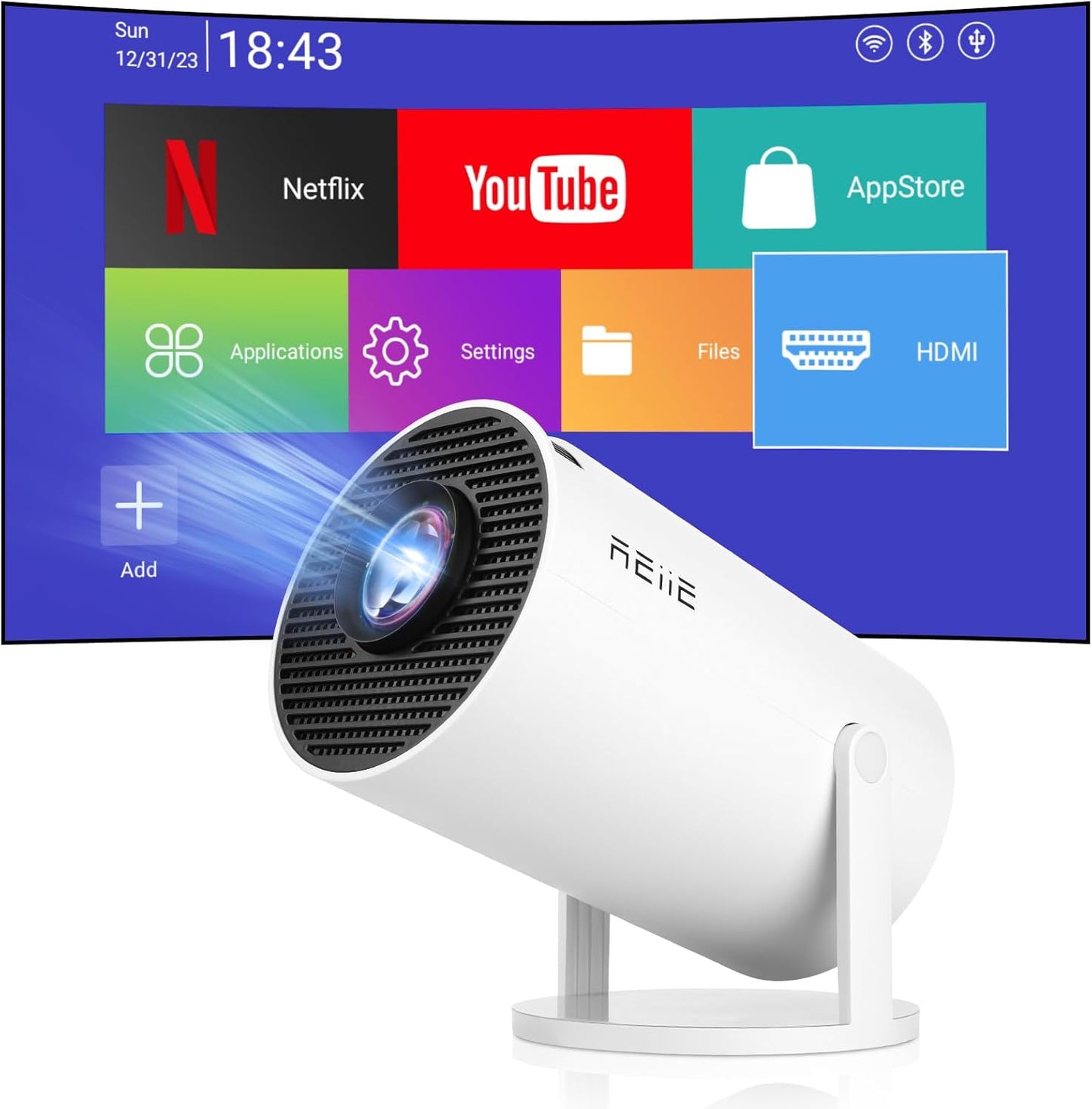 Revolutionize Your Home Theater Experience with the HY300 PRO+ LCD Smart Short Throw Projector - Stunning 4K Decoding, Built-In Wi-Fi, and 100-Inch Projection!