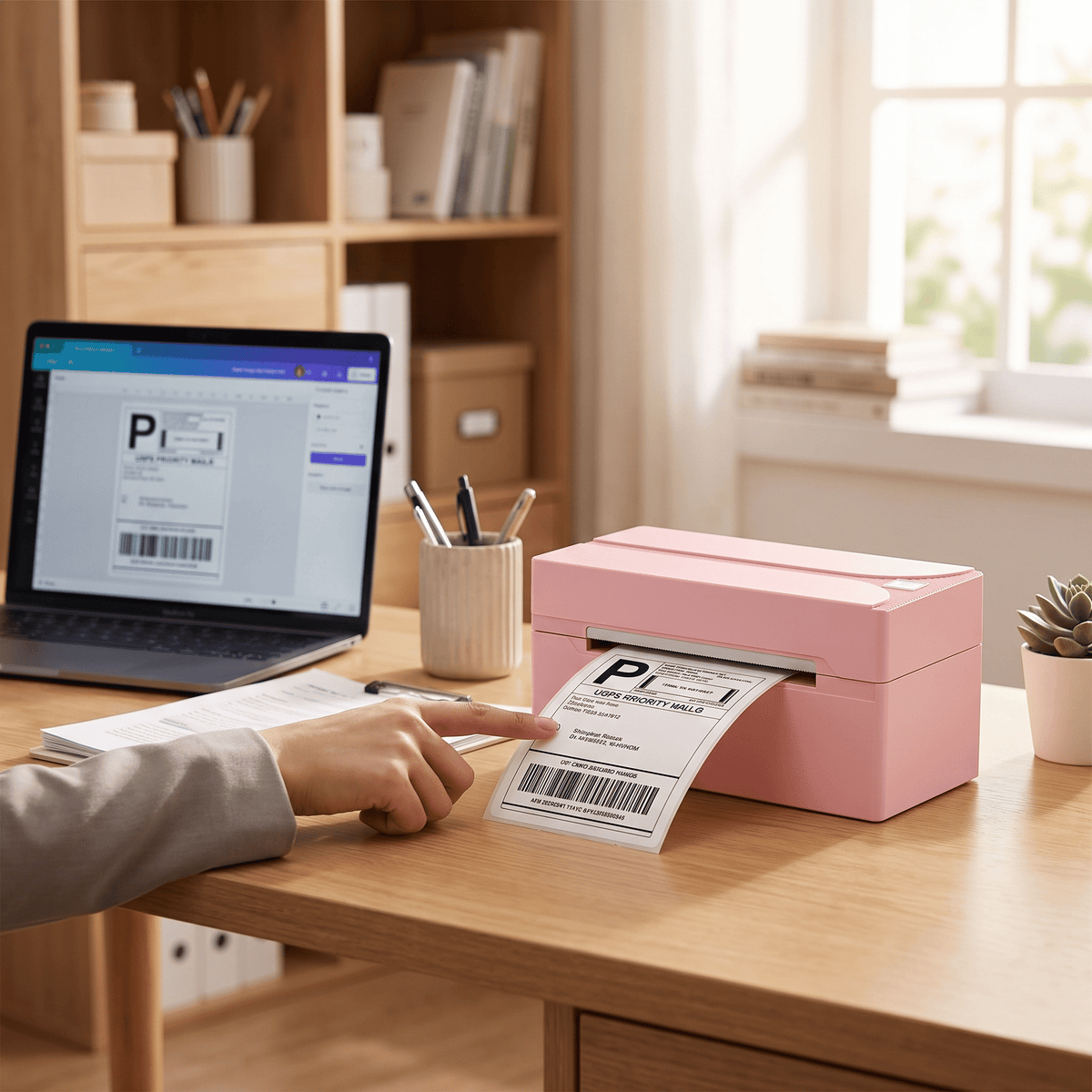 Revolutionize Your Shipping with the Portable Pink N40 Bluetooth Thermal Label Printer - Perfect for Small Businesses and Home Use!