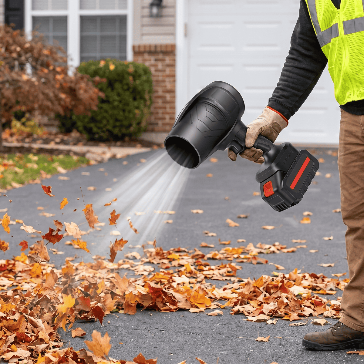 Effortless Outdoor Cleanup with Our Powerful Cordless Leaf Blower - Includes 2×21V Batteries for Ultimate Convenience
