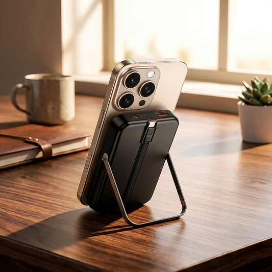 Power Up Anywhere: 10,000mAh Magnetic Wireless Charger with Fast Charging and Adjustable Stand