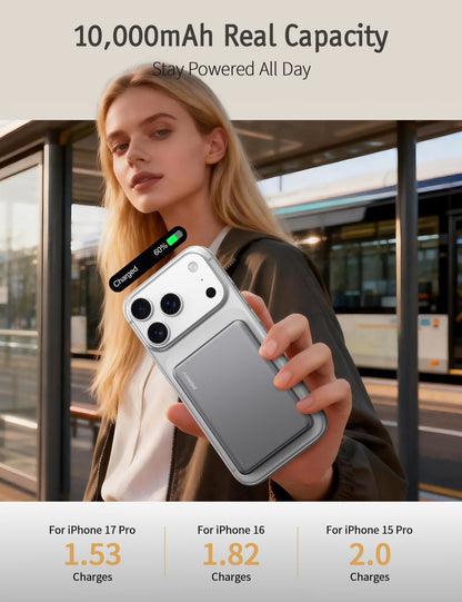 Ultra Slim 10000mAh Magnetic Wireless Power Bank - Fast Charging for On-the-Go Convenience