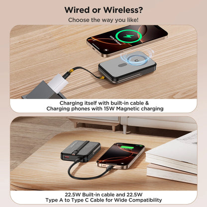Power Up Anywhere: 10,000mAh Magnetic Wireless Charger with Fast Charging and Adjustable Stand