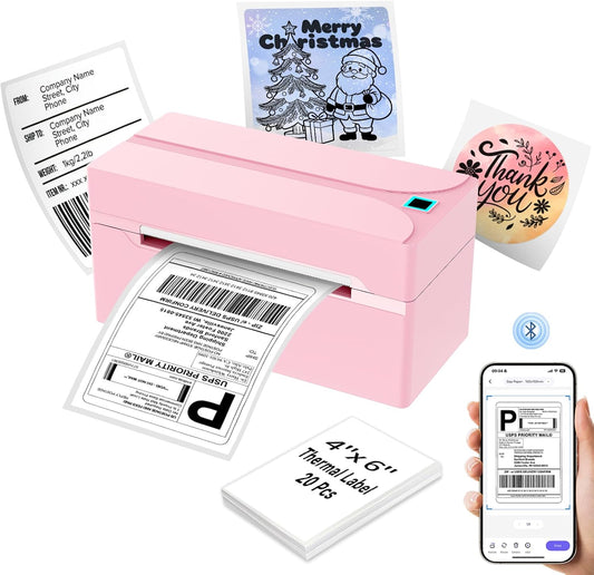 Revolutionize Your Shipping with the Portable Pink N40 Bluetooth Thermal Label Printer - Perfect for Small Businesses and Home Use!