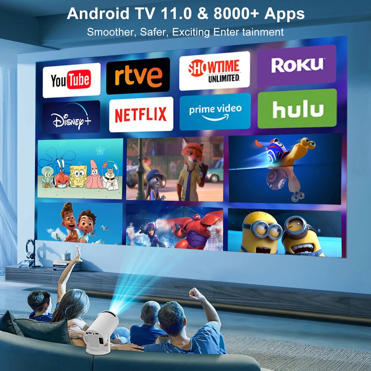 Projector 4K 1080P with Bluetooth and Wifi 6, Auto Correction/Focus