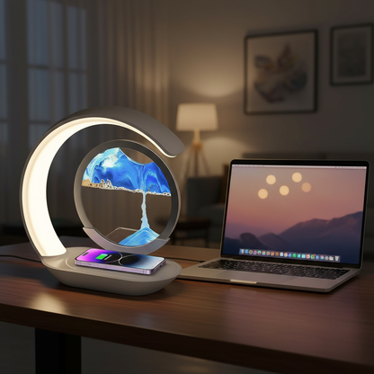 3-in-1 Sand Art Desk Lamp with Wireless Charging: Elevate Your Space with Soothing Ambiance and Functionality