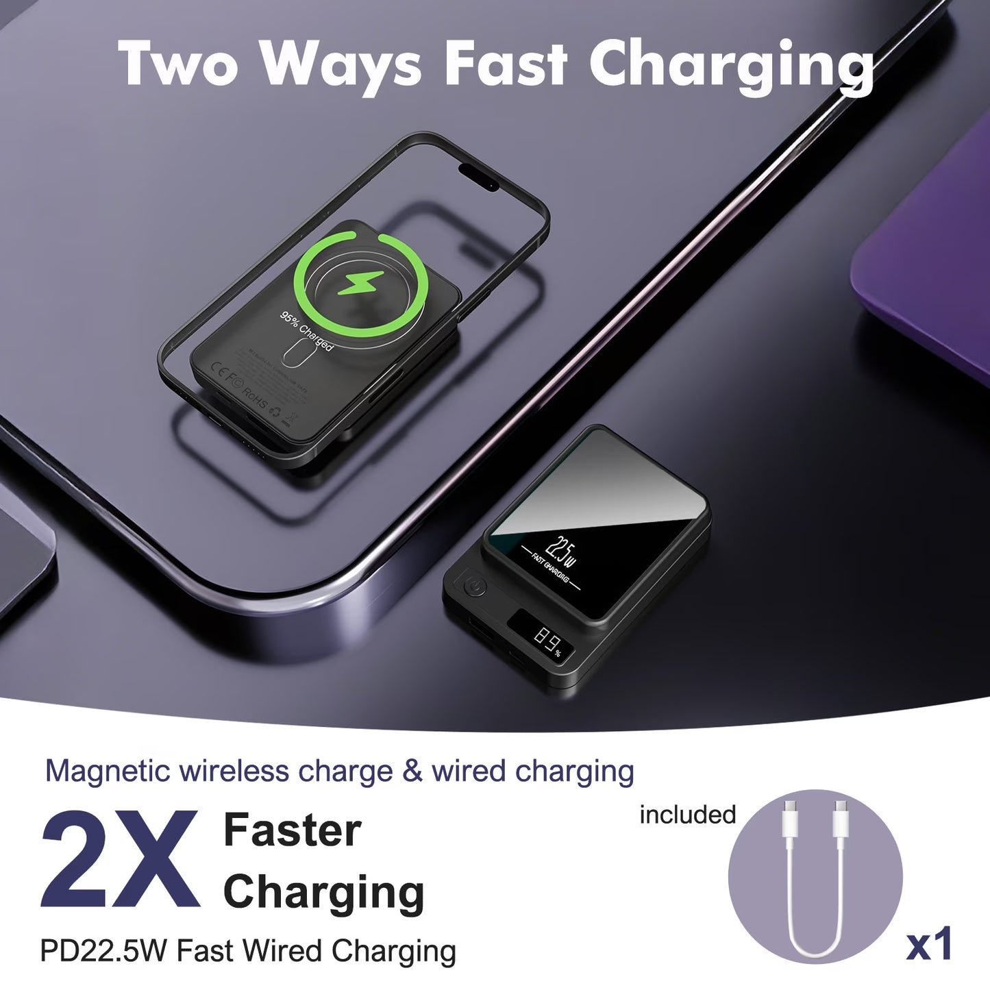 Revolutionary Magnetic Portable Power Bank 10000mAh with LED Display & Fast Charging for iPhone 12-17 Series