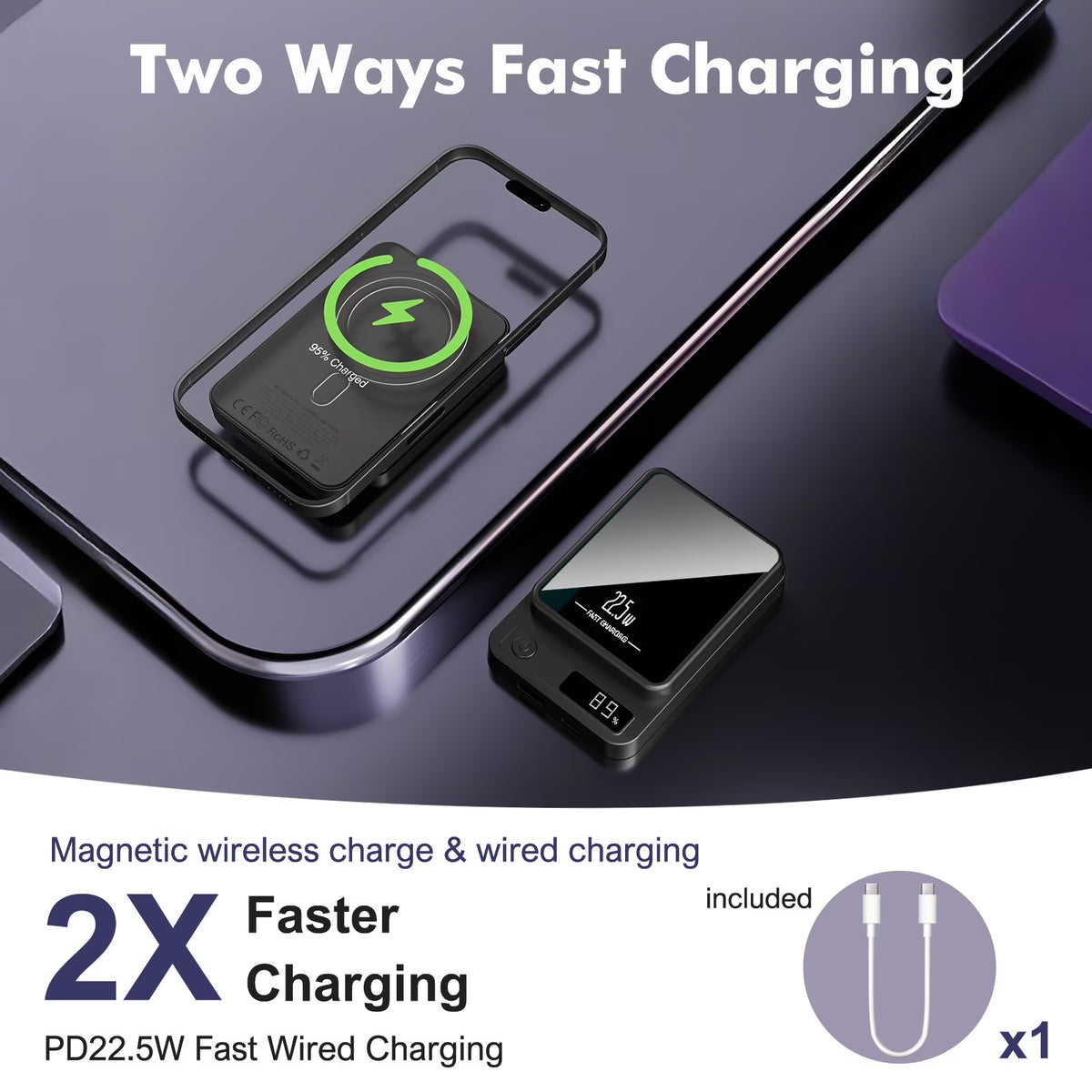 Revolutionary Magnetic Portable Power Bank 10000mAh with LED Display & Fast Charging for iPhone 12-17 Series