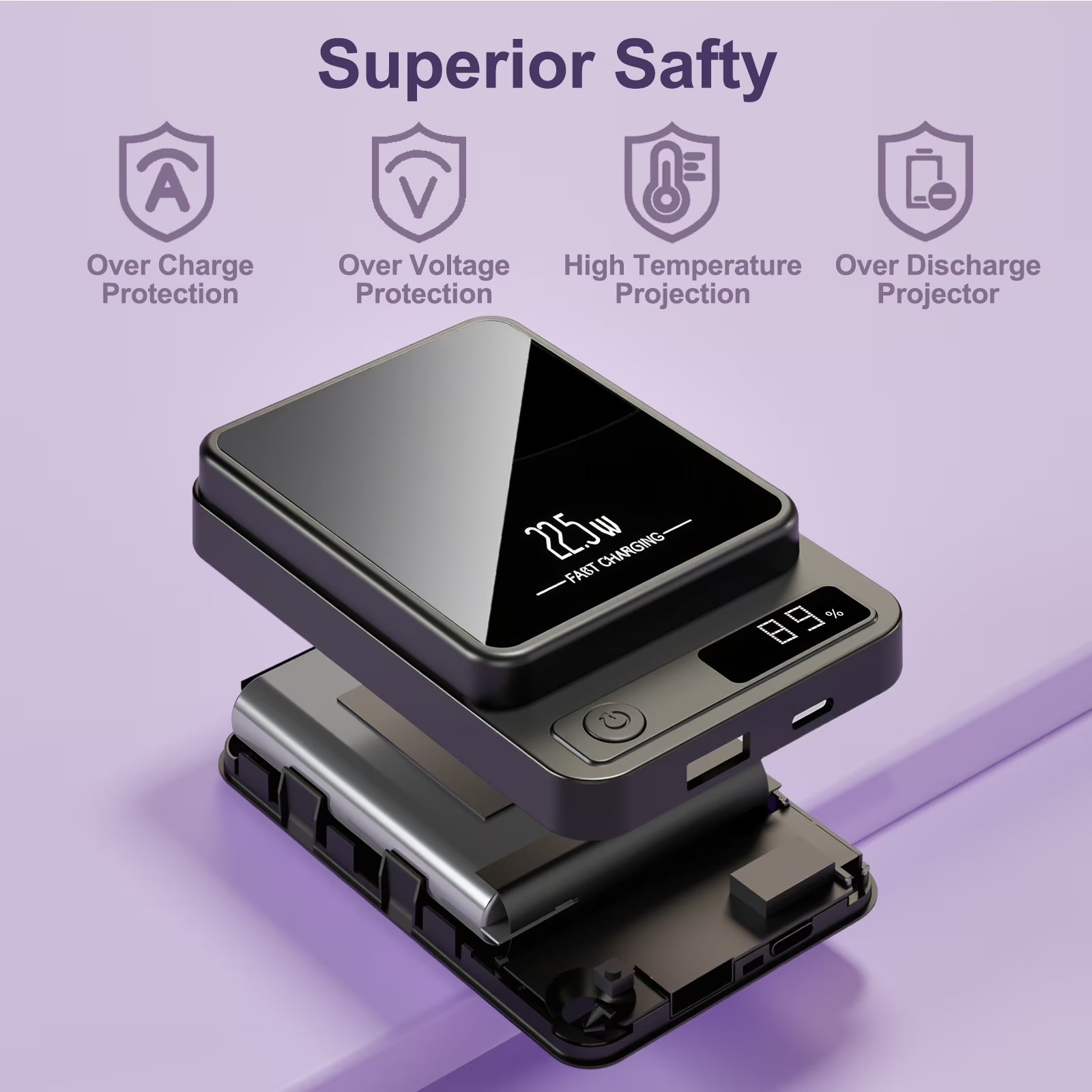 Revolutionary Magnetic Portable Power Bank 10000mAh with LED Display & Fast Charging for iPhone 12-17 Series