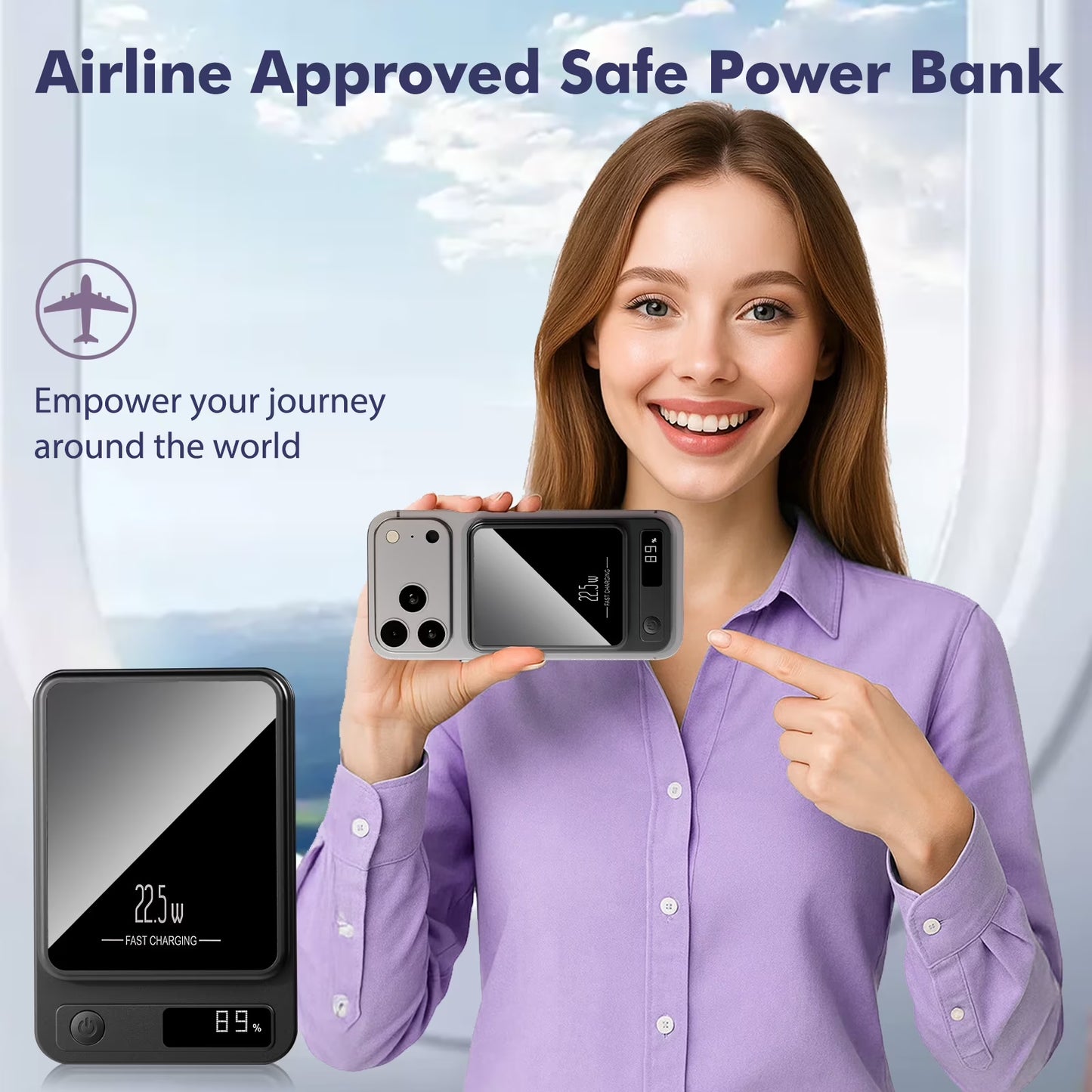 Revolutionary Magnetic Portable Power Bank 10000mAh with LED Display & Fast Charging for iPhone 12-17 Series