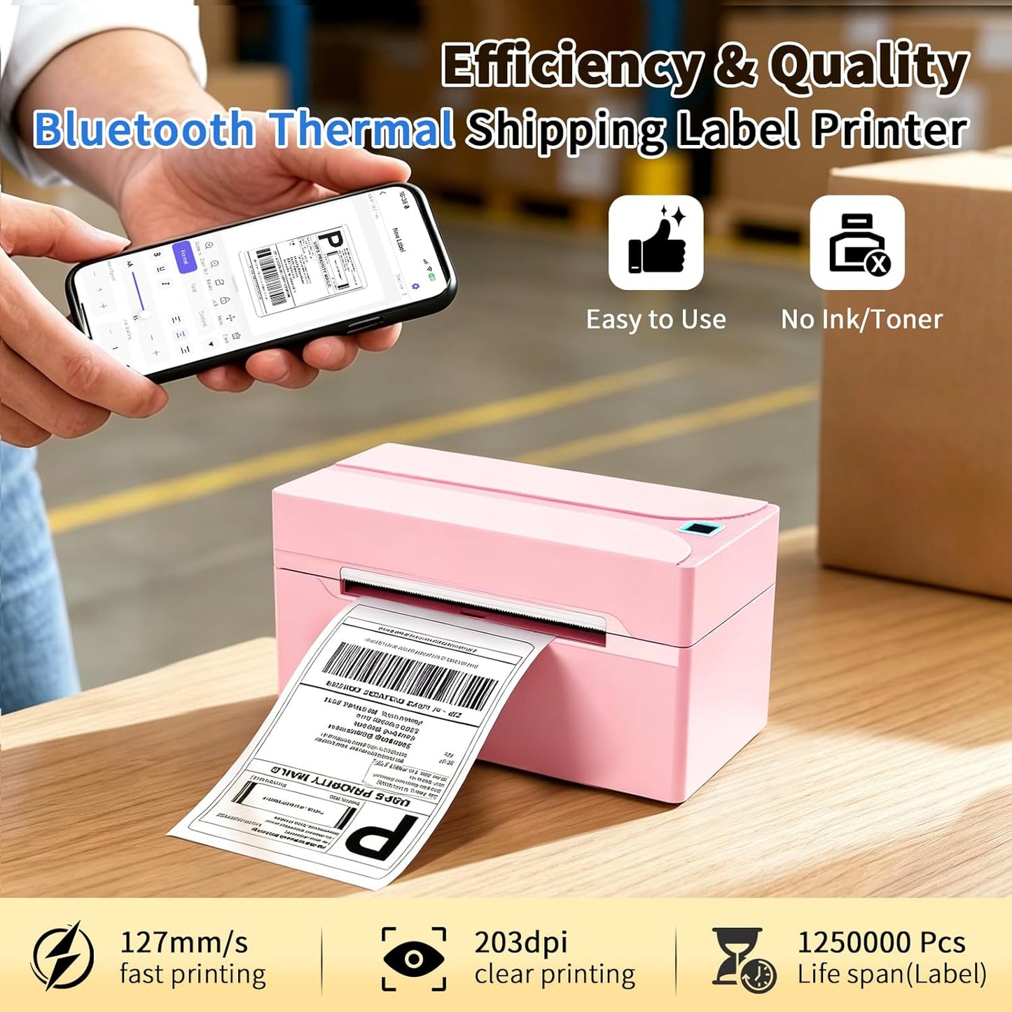 Revolutionize Your Shipping with the Portable Pink N40 Bluetooth Thermal Label Printer - Perfect for Small Businesses and Home Use!