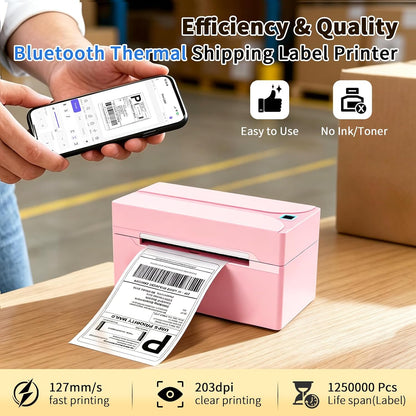Revolutionize Your Shipping with the Portable Pink N40 Bluetooth Thermal Label Printer - Perfect for Small Businesses and Home Use!