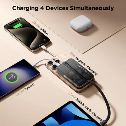 Power Up Anywhere: 10,000mAh Magnetic Wireless Charger with Fast Charging and Adjustable Stand