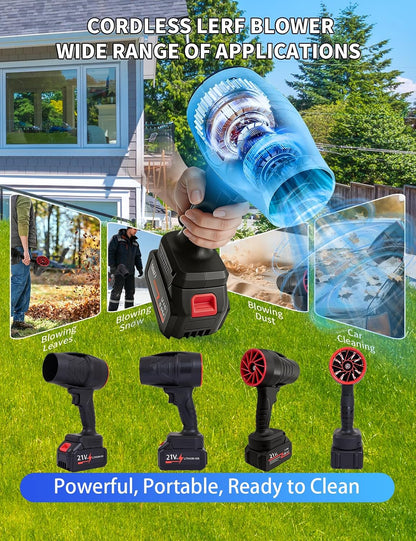 Effortless Outdoor Cleanup with Our Powerful Cordless Leaf Blower - Includes 2×21V Batteries for Ultimate Convenience