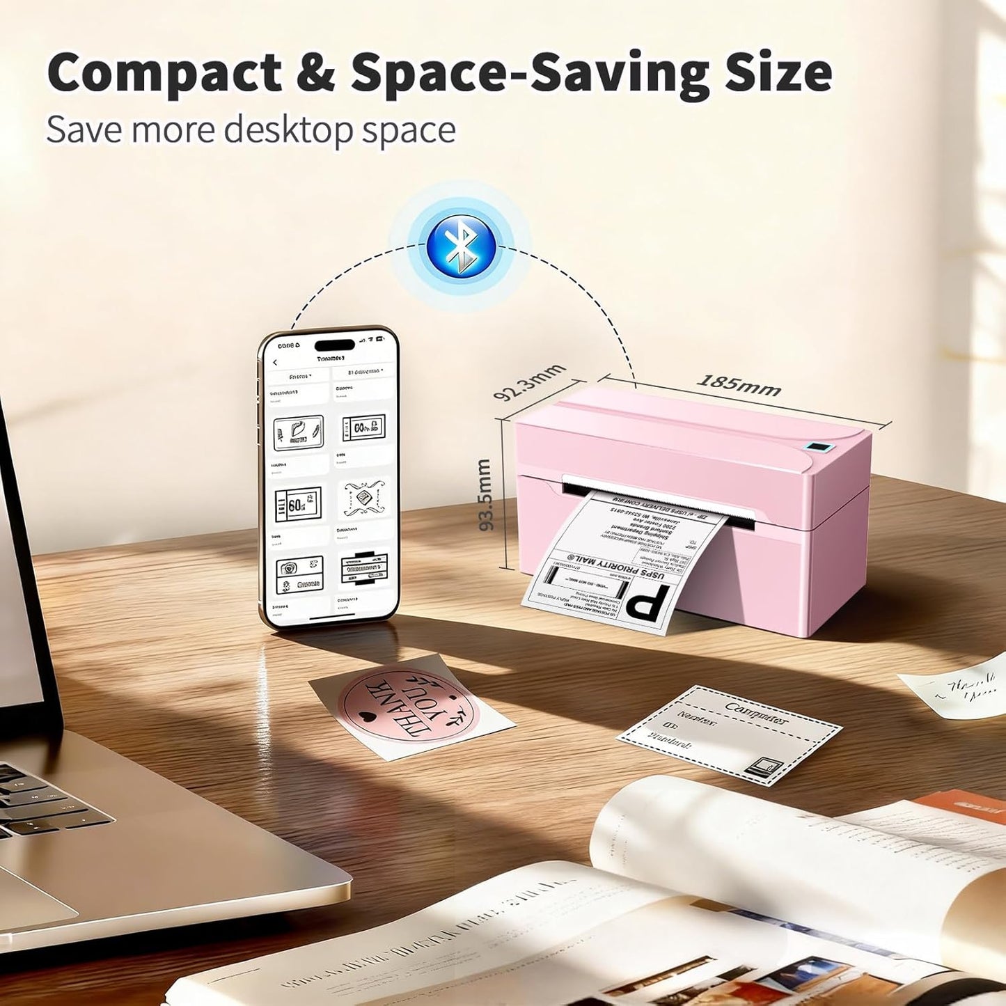 Revolutionize Your Shipping with the Portable Pink N40 Bluetooth Thermal Label Printer - Perfect for Small Businesses and Home Use!