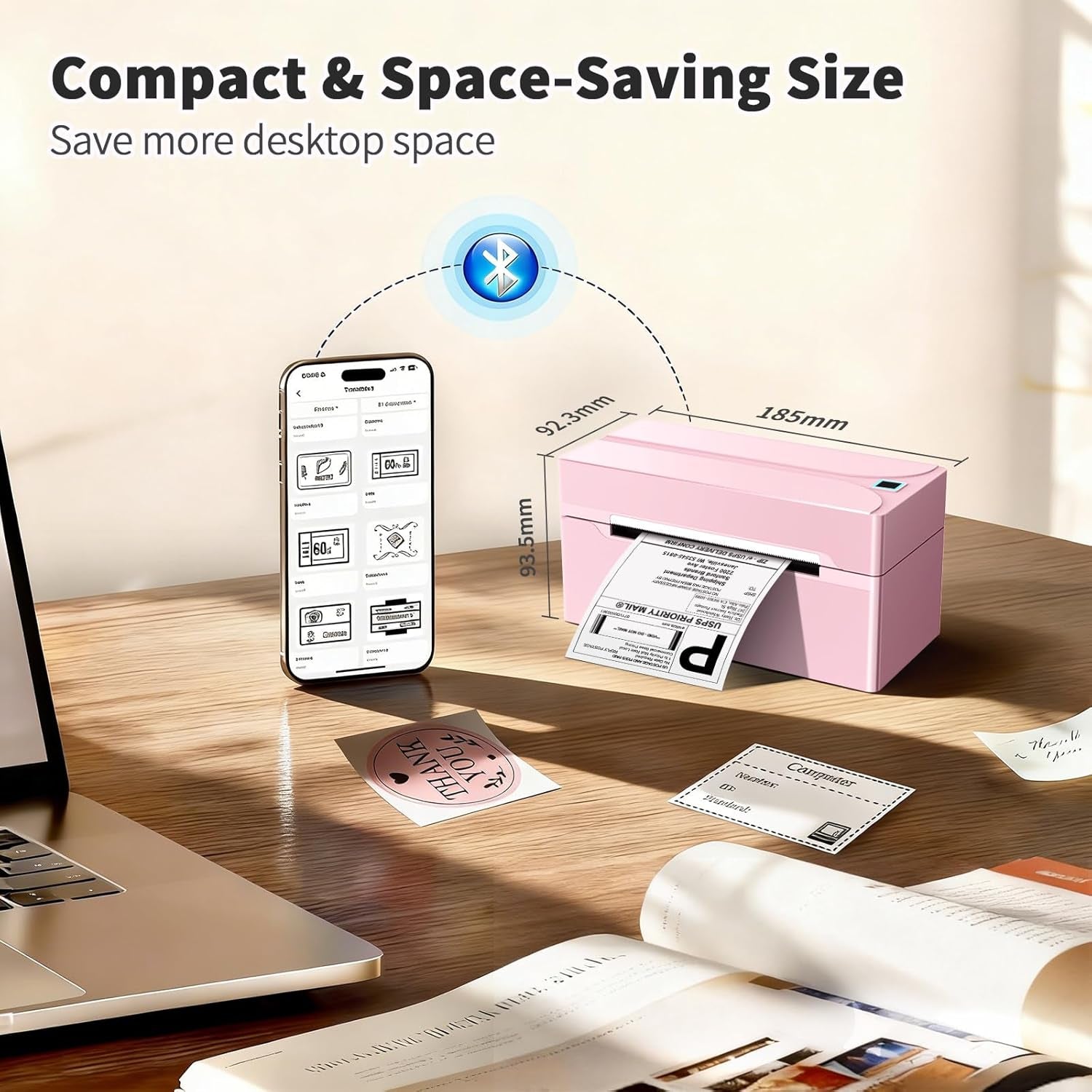 Revolutionize Your Shipping with the Portable Pink N40 Bluetooth Thermal Label Printer - Perfect for Small Businesses and Home Use!