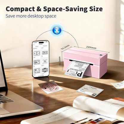 Revolutionize Your Shipping with the Portable Pink N40 Bluetooth Thermal Label Printer - Perfect for Small Businesses and Home Use!