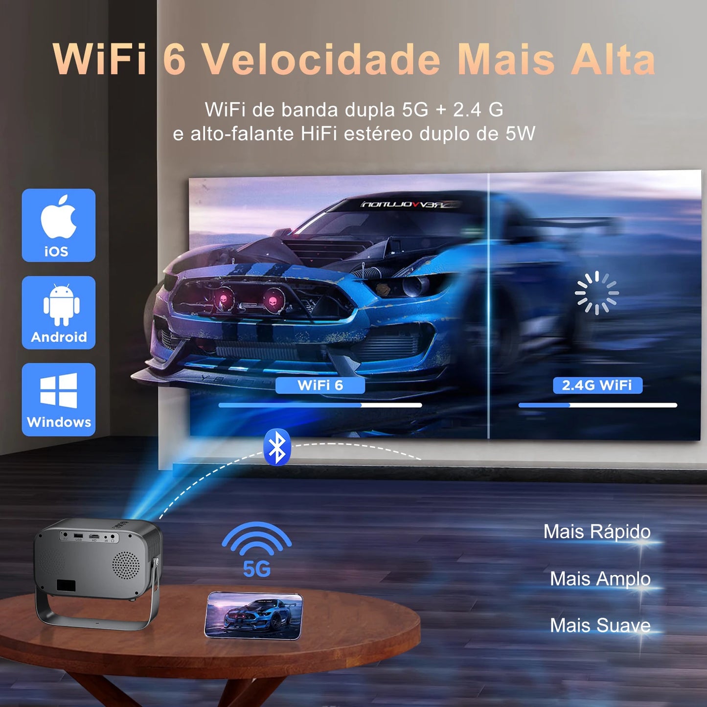Experience Cinema Anywhere: Mini 4K Portable Projector with WiFi for Outdoor Movie Nights