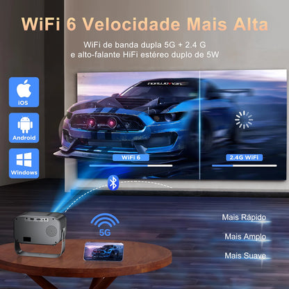 Experience Cinema Anywhere: Mini 4K Portable Projector with WiFi for Outdoor Movie Nights